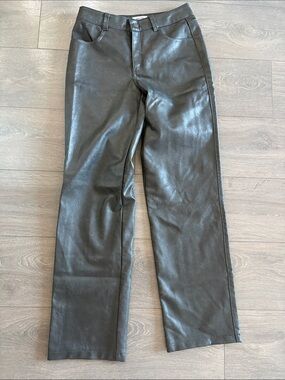 Garage Black Faux Leather Straight-Leg Pants